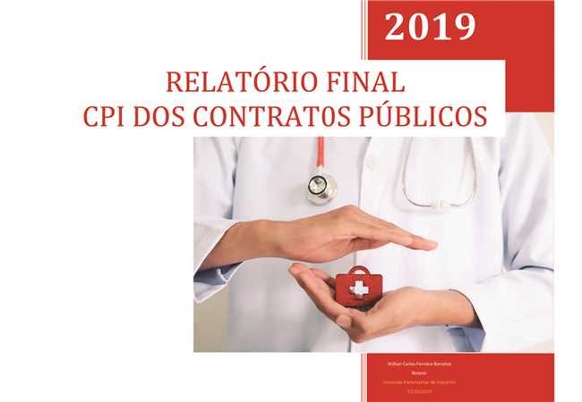 Capa do relatório final da CPI dos contratos públicos